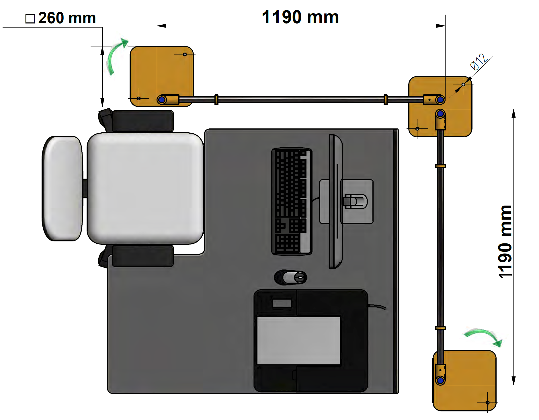 Covid protection Screen Corner PMA Dimensions 2